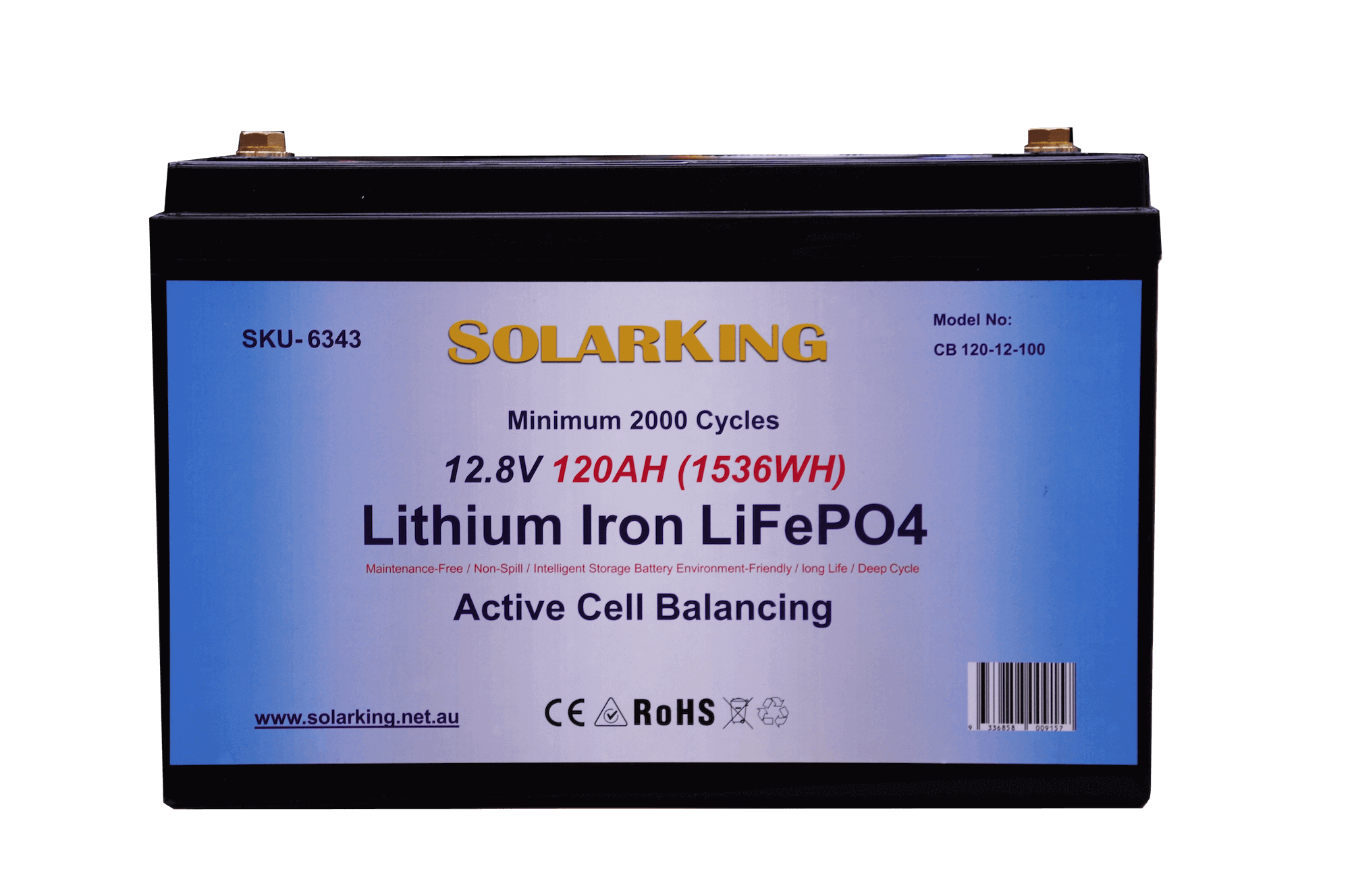 12.8V 120AH  Solarking Lithium Iron Battery Plastic Case  CB-120-12-100